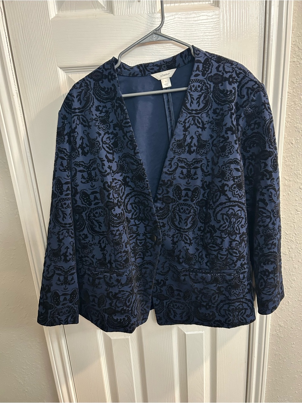 CJ Banks women’s Navy Black Paisley Print Blazer 3X